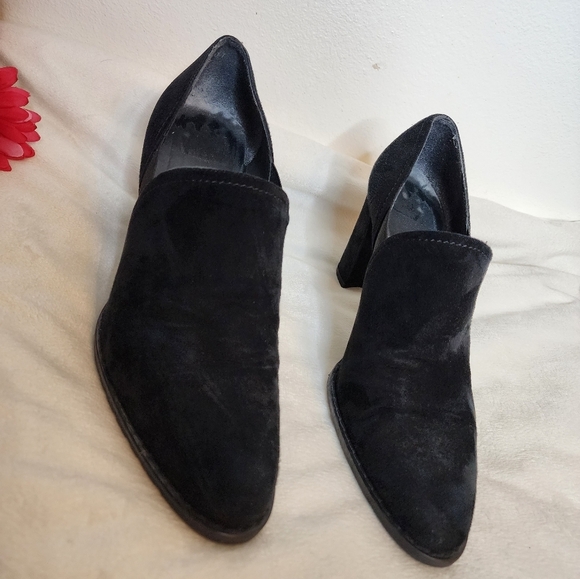 Stuart Weitzman Black Suede Leather Slip On Heels Traction Luxury Designer - Picture 12 of 14